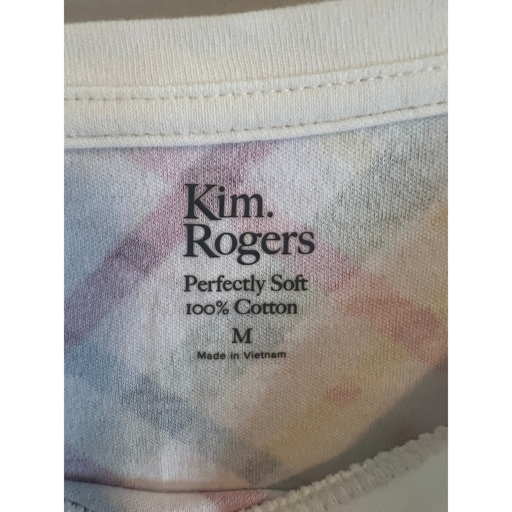 Kim Rogers Perfectly Soft Womens Medium 100% Cotton 3/4 Sleeve Plaid Top Multi - Picture 4 of 4